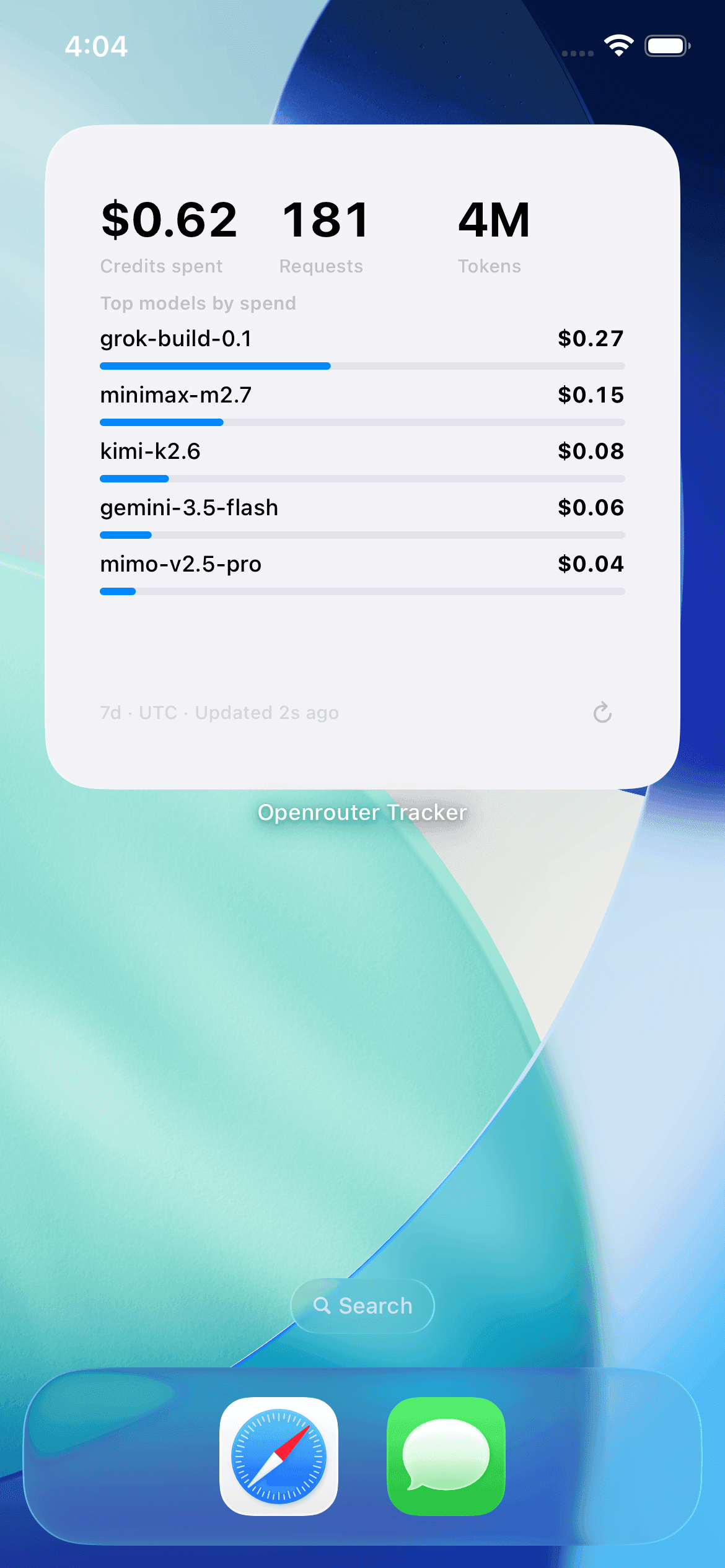 Large OpenRouter home screen widget